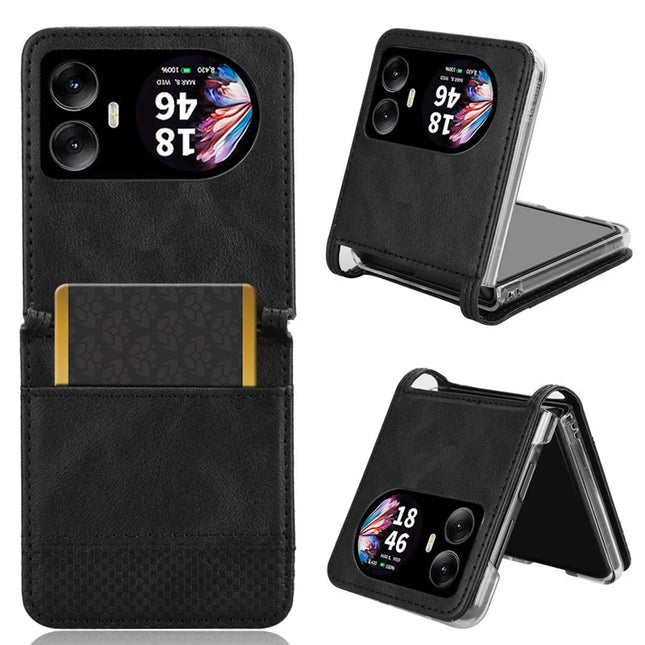 For Blackview Hero 10 4G Case Retro Texture Leather+PC Phone Cover with Card Slot - Black