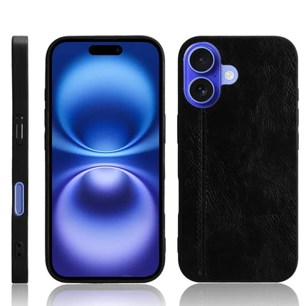 For iPhone 16 Case Leather+TPU+PC Phone Cover Stitching Line