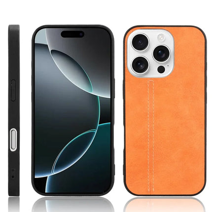 For iPhone 16 Pro Max Case Leather+TPU+PC Phone Cover Stitching Line