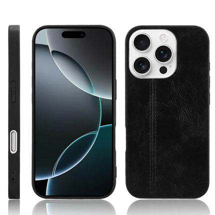 For iPhone 16 Pro Max Case Leather+TPU+PC Phone Cover Stitching Line