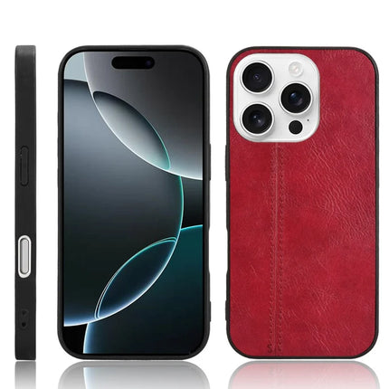 For iPhone 16 Pro Max Case Leather+TPU+PC Phone Cover Stitching Line