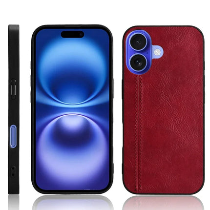 For iPhone 16 Plus Case Leather+TPU+PC Phone Cover Stitching Line