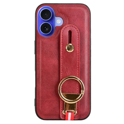 For iPhone 16 Case Wristband Kickstand Leather+PC+TPU Phone Cover with Bottle Opener
