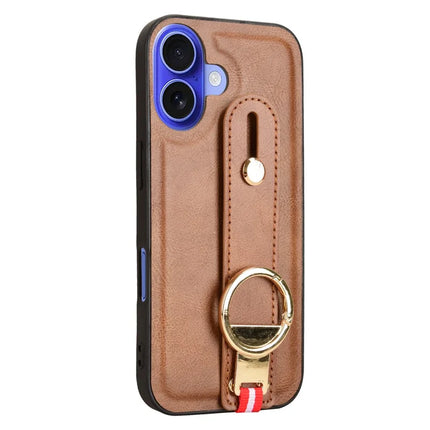 For iPhone 16 Case Wristband Kickstand Leather+PC+TPU Phone Cover with Bottle Opener