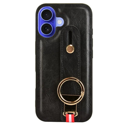 For iPhone 16 Plus Case Wristband Kickstand Leather+PC+TPU Phone Cover with Bottle Opener