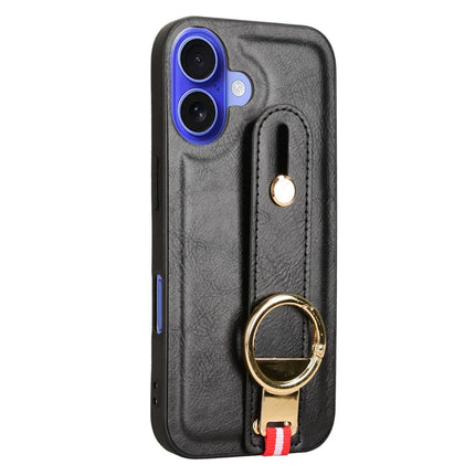 For iPhone 16 Plus Case Wristband Kickstand Leather+PC+TPU Phone Cover with Bottle Opener