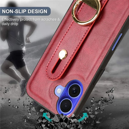 For iPhone 16 Plus Case Wristband Kickstand Leather+PC+TPU Phone Cover with Bottle Opener