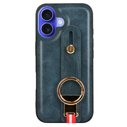 For iPhone 16 Plus Case Wristband Kickstand Leather+PC+TPU Phone Cover with Bottle Opener