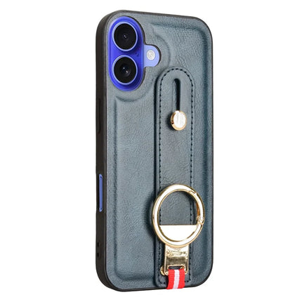 For iPhone 16 Plus Case Wristband Kickstand Leather+PC+TPU Phone Cover with Bottle Opener