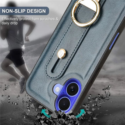 For iPhone 16 Plus Case Wristband Kickstand Leather+PC+TPU Phone Cover with Bottle Opener