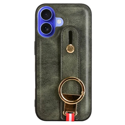 For iPhone 16 Plus Case Wristband Kickstand Leather+PC+TPU Phone Cover with Bottle Opener