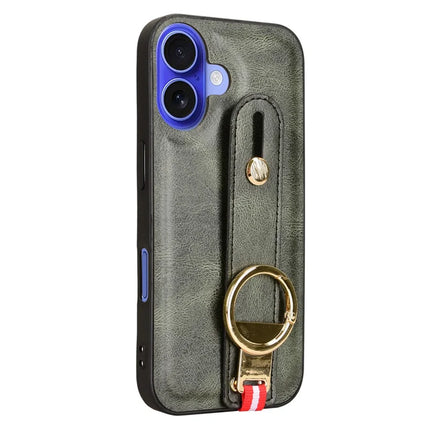For iPhone 16 Plus Case Wristband Kickstand Leather+PC+TPU Phone Cover with Bottle Opener