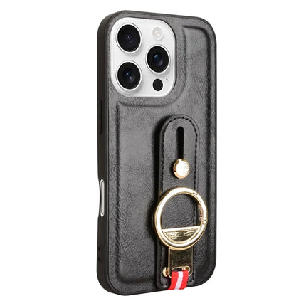 For iPhone 16 Pro Max Case Wristband Kickstand Leather+PC+TPU Phone Cover with Bottle Opener