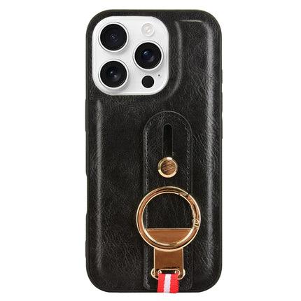 For iPhone 16 Pro Max Case Wristband Kickstand Leather+PC+TPU Phone Cover with Bottle Opener