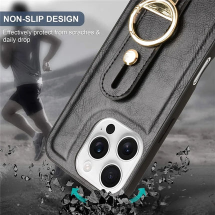 For iPhone 16 Pro Max Case Wristband Kickstand Leather+PC+TPU Phone Cover with Bottle Opener