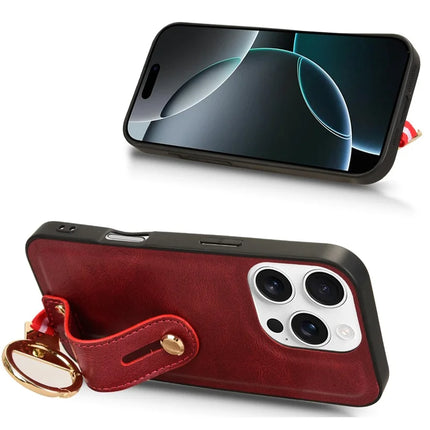 For iPhone 16 Pro Max Case Wristband Kickstand Leather+PC+TPU Phone Cover with Bottle Opener