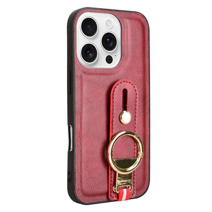 For iPhone 16 Pro Max Case Wristband Kickstand Leather+PC+TPU Phone Cover with Bottle Opener