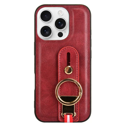 For iPhone 16 Pro Max Case Wristband Kickstand Leather+PC+TPU Phone Cover with Bottle Opener