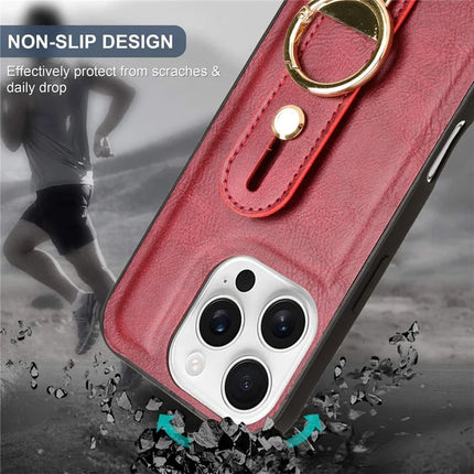 For iPhone 16 Pro Max Case Wristband Kickstand Leather+PC+TPU Phone Cover with Bottle Opener