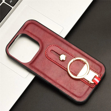 For iPhone 16 Pro Max Case Wristband Kickstand Leather+PC+TPU Phone Cover with Bottle Opener