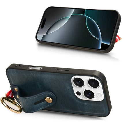 For iPhone 16 Pro Max Case Wristband Kickstand Leather+PC+TPU Phone Cover with Bottle Opener