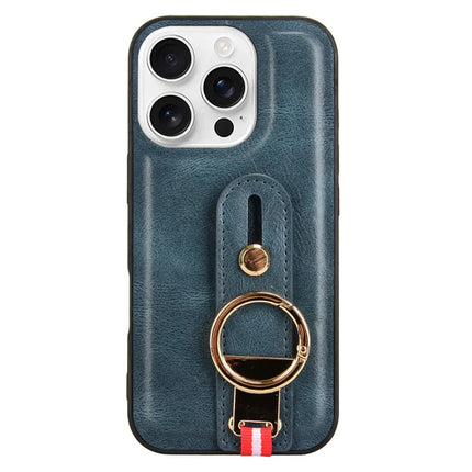 For iPhone 16 Pro Max Case Wristband Kickstand Leather+PC+TPU Phone Cover with Bottle Opener