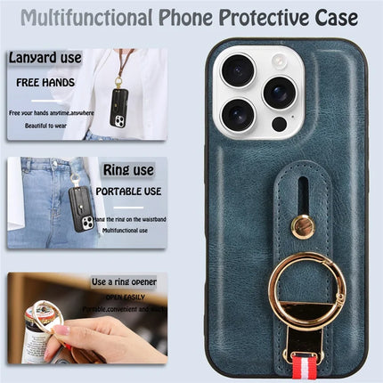 For iPhone 16 Pro Max Case Wristband Kickstand Leather+PC+TPU Phone Cover with Bottle Opener