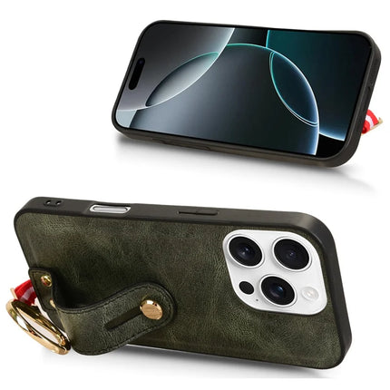 For iPhone 16 Pro Max Case Wristband Kickstand Leather+PC+TPU Phone Cover with Bottle Opener