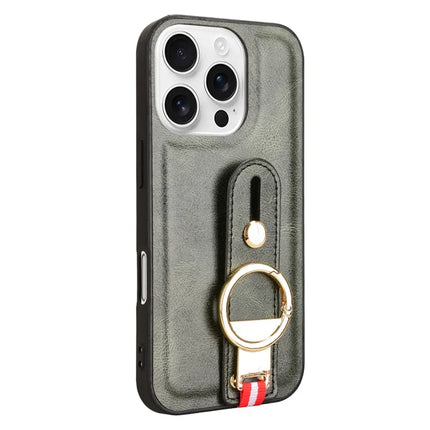 For iPhone 16 Pro Max Case Wristband Kickstand Leather+PC+TPU Phone Cover with Bottle Opener