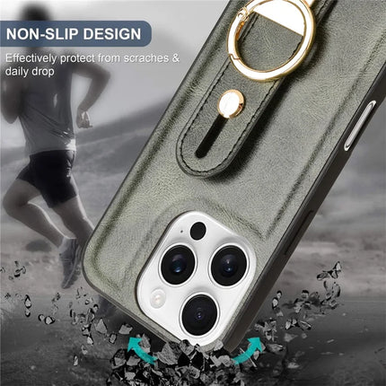 For iPhone 16 Pro Max Case Wristband Kickstand Leather+PC+TPU Phone Cover with Bottle Opener