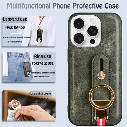 For iPhone 16 Pro Max Case Wristband Kickstand Leather+PC+TPU Phone Cover with Bottle Opener