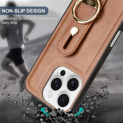 For iPhone 16 Pro Max Case Wristband Kickstand Leather+PC+TPU Phone Cover with Bottle Opener