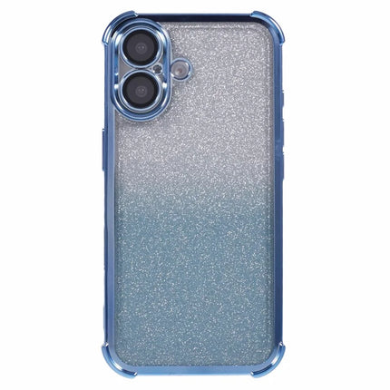 For iPhone 16 Plus Case Electroplating Clear TPU Phone Cover with Lens Film and Glitter Card