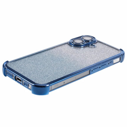 For iPhone 16 Plus Case Electroplating Clear TPU Phone Cover with Lens Film and Glitter Card