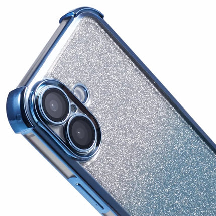 For iPhone 16 Plus Case Electroplating Clear TPU Phone Cover with Lens Film and Glitter Card