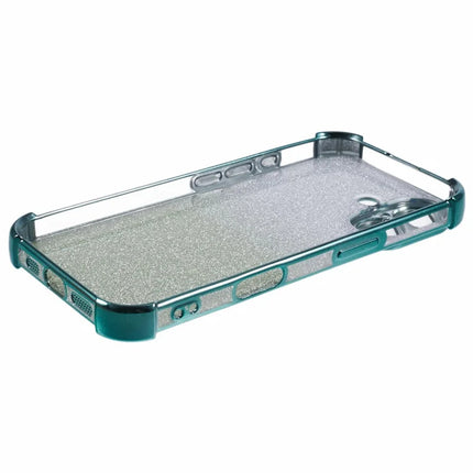 For iPhone 16 Plus Case Electroplating Clear TPU Phone Cover with Lens Film and Glitter Card