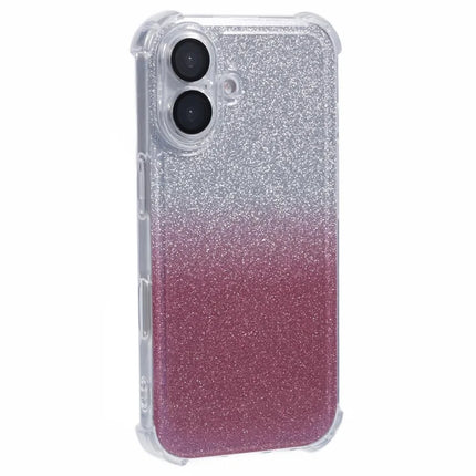 For iPhone 16 Plus Case Electroplating Clear TPU Phone Cover with Lens Film and Glitter Card - Silver