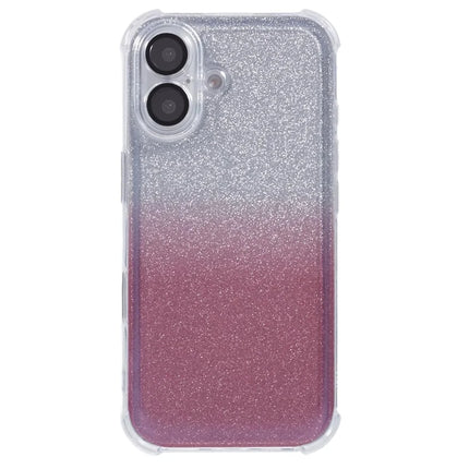 For iPhone 16 Plus Case Electroplating Clear TPU Phone Cover with Lens Film and Glitter Card