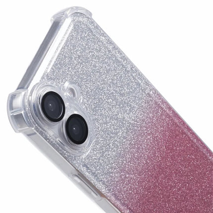 For iPhone 16 Plus Case Electroplating Clear TPU Phone Cover with Lens Film and Glitter Card
