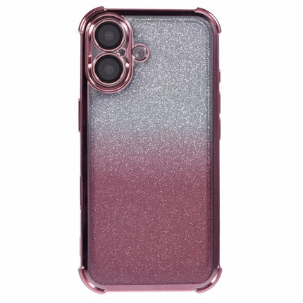 For iPhone 16 Plus Case Electroplating Clear TPU Phone Cover with Lens Film and Glitter Card