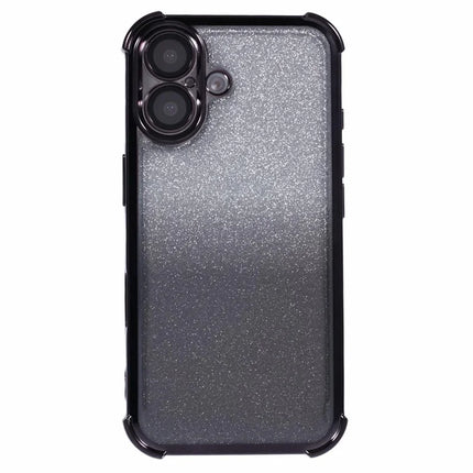 For iPhone 16 Plus Case Electroplating Clear TPU Phone Cover with Lens Film and Glitter Card