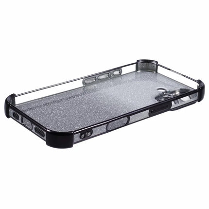 For iPhone 16 Plus Case Electroplating Clear TPU Phone Cover with Lens Film and Glitter Card