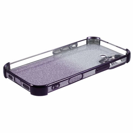 For iPhone 16 Plus Case Electroplating Clear TPU Phone Cover with Lens Film and Glitter Card