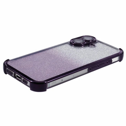 For iPhone 16 Plus Case Electroplating Clear TPU Phone Cover with Lens Film and Glitter Card