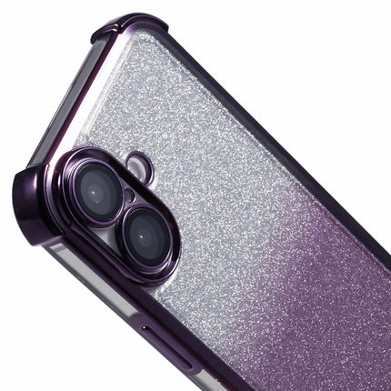 For iPhone 16 Plus Case Electroplating Clear TPU Phone Cover with Lens Film and Glitter Card