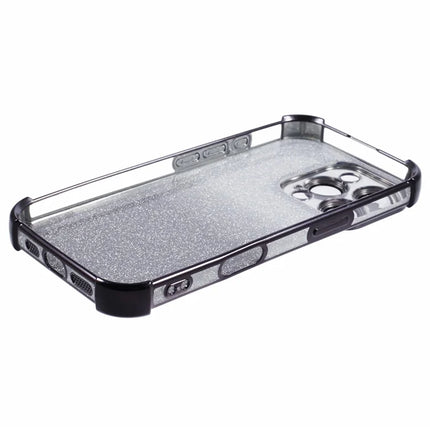 For iPhone 16 Pro Max Case Electroplating Clear TPU Phone Cover with Lens Film and Glitter Card