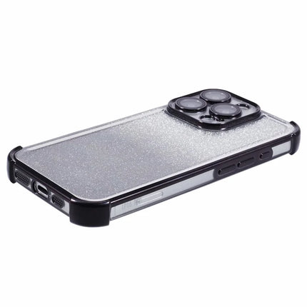 For iPhone 16 Pro Max Case Electroplating Clear TPU Phone Cover with Lens Film and Glitter Card
