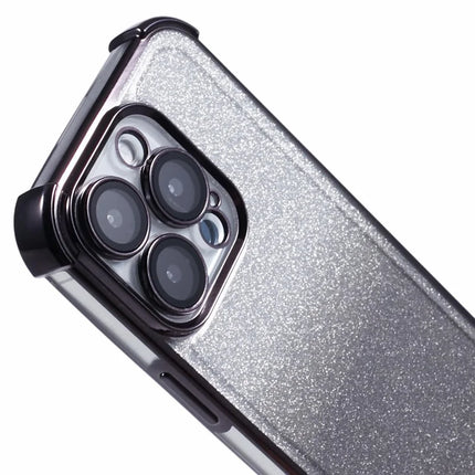 For iPhone 16 Pro Max Case Electroplating Clear TPU Phone Cover with Lens Film and Glitter Card