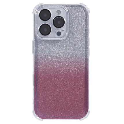 For iPhone 16 Pro Max Case Electroplating Clear TPU Phone Cover with Lens Film and Glitter Card