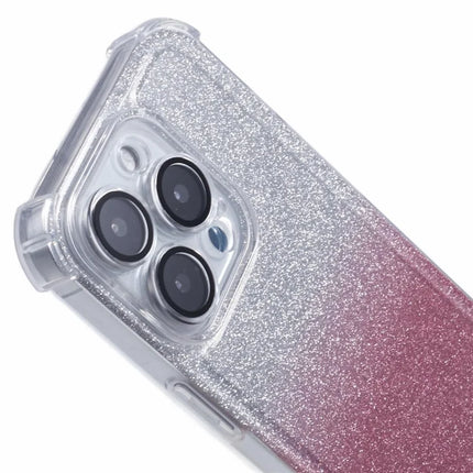 For iPhone 16 Pro Max Case Electroplating Clear TPU Phone Cover with Lens Film and Glitter Card